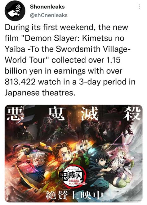 Demon Slayer Season 3 Movie Earned 1.15 Billion Yen In Just 3 Days In ...