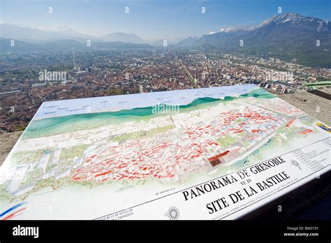 France Isere Grenoble Panorama From The Bastille Fort Stock Photo