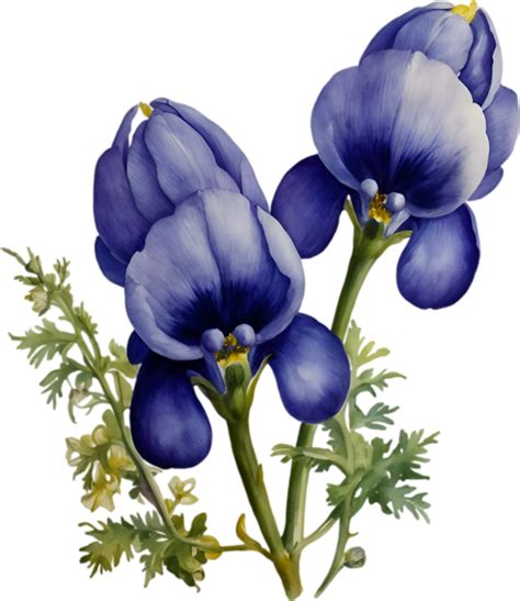 AI Generated Watercolor Painting Of Aconite Flower 39366012 PNG