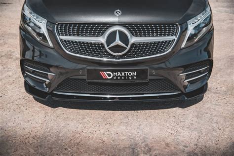 Front Splitter V Mercedes Benz V Class Amg Line W Gloss Black