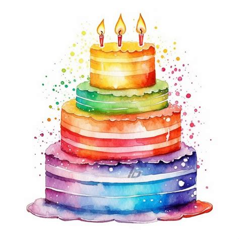 Premium Ai Image There Is A Watercolor Painting Of A Cake With