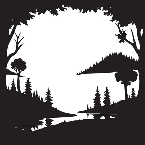 Vector Tree Silhouette, Forest vector Silhouette, Black and white Tree and Forest Silhouette ...