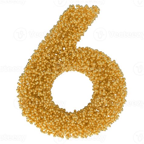 Ball Number 6 Gold 3d 41280895 Png