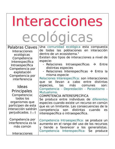 Interacciones Ecológicas Interacciones Ecológicas Palabras Claves Interacciones Ecológicas