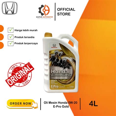 Jual Oli Mesin Mobil Honda HAO E PRO Gold 0W 20 SN GF 5 Galon 4L