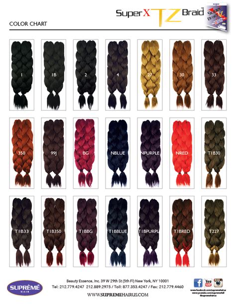 Hair Color Chart Braids Uk