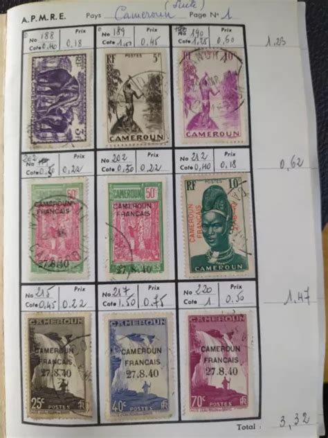 108 TIMBRES COLONIES Françaises Cameroun Togo Mauritanie Côte d