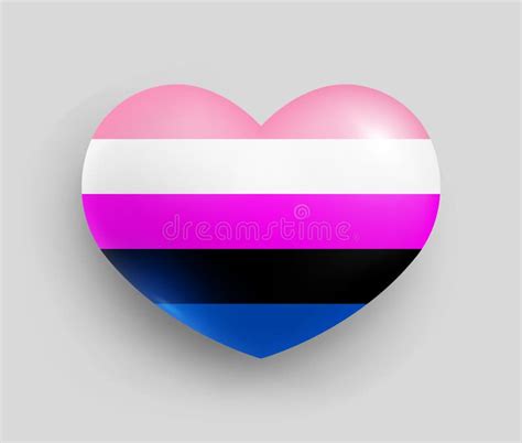 Genderfluid Pride Flag Of Heart Shape Glossy Badge Stock Vector