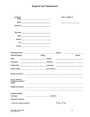 Fillable Online Supplier Self Assessment Questionnaire PDF Fax Email