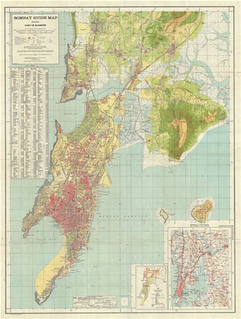 bombay guide map including part  salsette geographicus rare antique