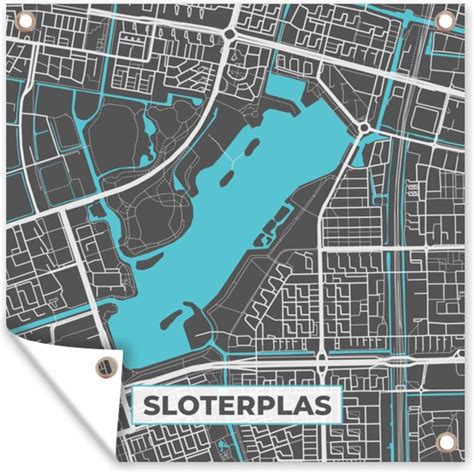 Tuinposters Plattegrond Stadskaart Amsterdam Water Sloterplas