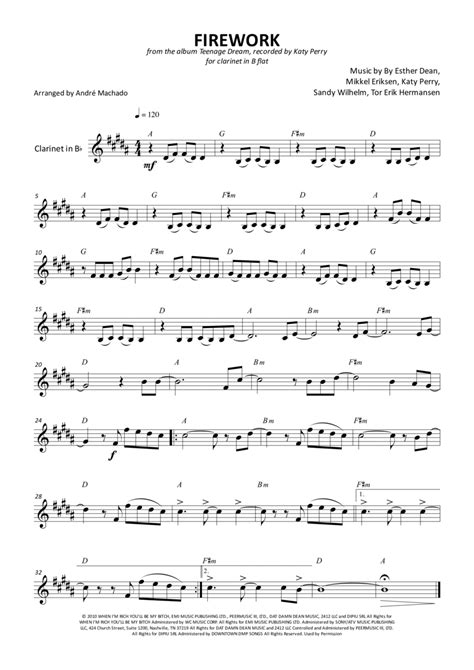 Firework By Katy Perry Clarinet Solo Digital Sheet Music Sheet Music Plus