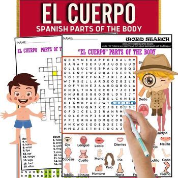 El Cuerpo Spanish Parts Of The Body Fun Worksheets Word Search