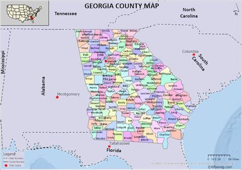 Georgia County Map: List of 159 Counties and County Seats