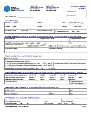 Fillable Online Wcb Ns Pt Intake Report Form A Wcb Ns Fax Email Print