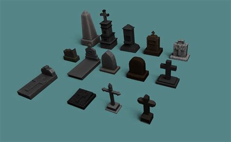 3d Model Cemetery Asset Graveyard Tombs Cgtrader