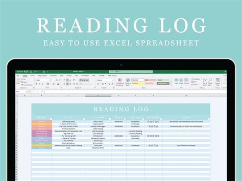 Reading Log Tracker Excel Spreadsheet Digital Download Etsy 日本