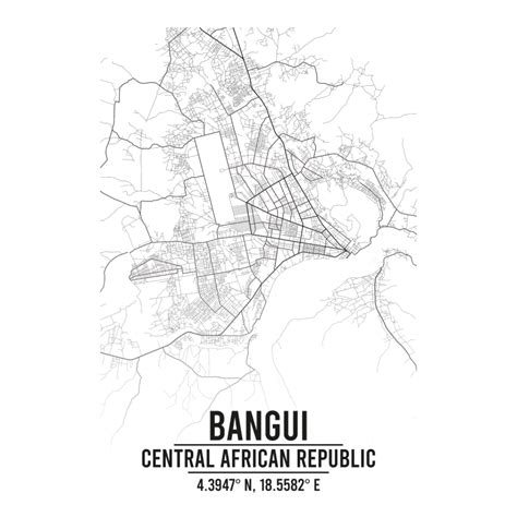 Bangui, Central African Republic A3 Map Print - Retro Progression