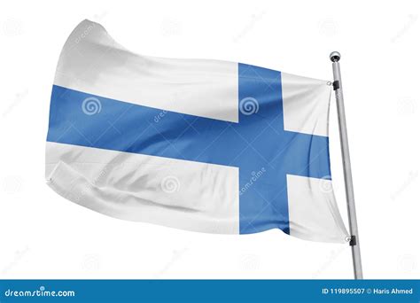 Isolated Finland Flag Waving 3d Realistic Finland Flag Rendered Stock