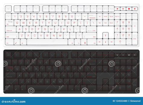 realistic vector keyboard top view computer keyboard stock vector