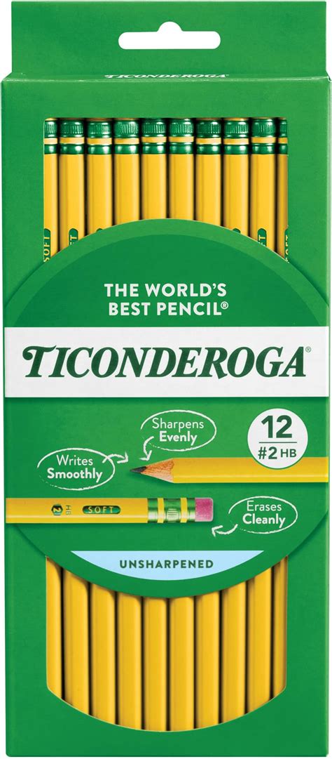 Ticonderoga Wood Cased Pencils Unsharpened 2 Hb Soft