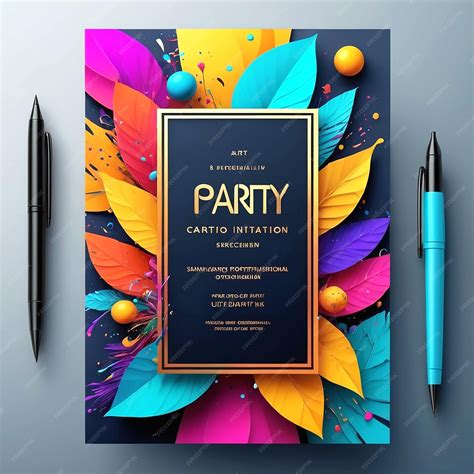 Creative Professional Vibrant Party Invitation Cards Design | Premium ...