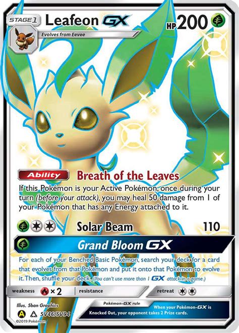 Leafeon Gx Sv46 Shiny Vault 2019 Pokemon Card