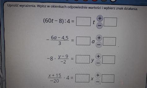 Upro Wyra Enia Wpisz W Okienkach Odpowiednie Warto Ci I Wybierz Znak