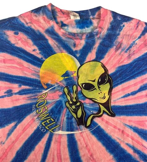 Gildan Roswell New Mexico Alien T Shirt Men S XL Blue Pink Tie Dye