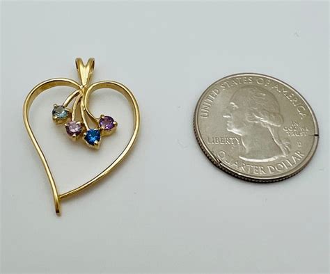 14K Yellow Gold Birthstone Heart Shape Pendant - Gem