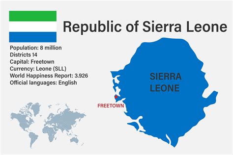 Highly detailed Sierra Leone map with flag, capital and small map of ...