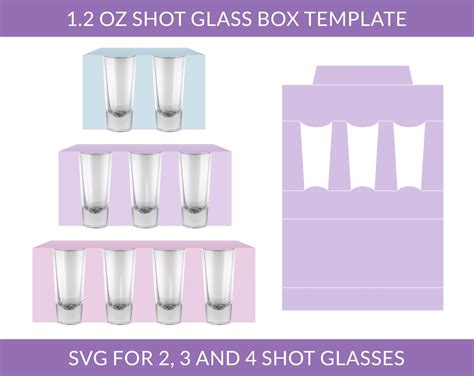 1 2 Oz Shot Glass Box Template Svg Shot Glasses Box Svg Box For 2 3 Or 4 Shot Glasses