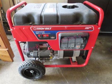 Troy Bilt 5000 Watt Gas Generator Garage Lk New Live And Online Auctions On