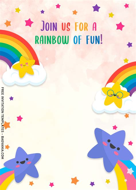 Colorful Rainbow Invitation Card Templates For A Whimsical Birthday