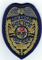 Arkansas Police Officer Badge Patch (Gold Mylar, Blue Border)