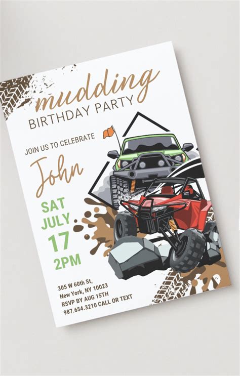 Mudding Birthday Invitation Template Muddin Party Atv Party Atv