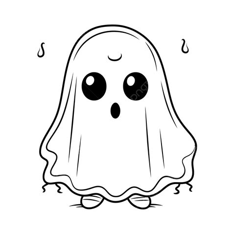 Dibujo De Un Lindo Fantasma Con Ojos Y Esbozo De Nariz Vector Png