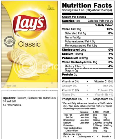 Nutrition Label For Lays Potato Chips Blog Dandk