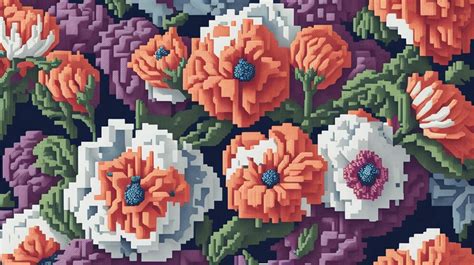 Premium AI Image | Vibrant pixel art flowers