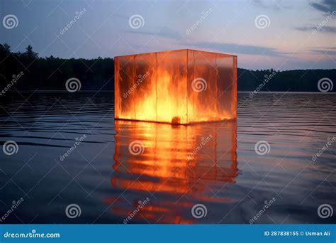 Fire In Glass Box Amidst Lake Ai Stock Image Image Of Summer Beauty 287838155