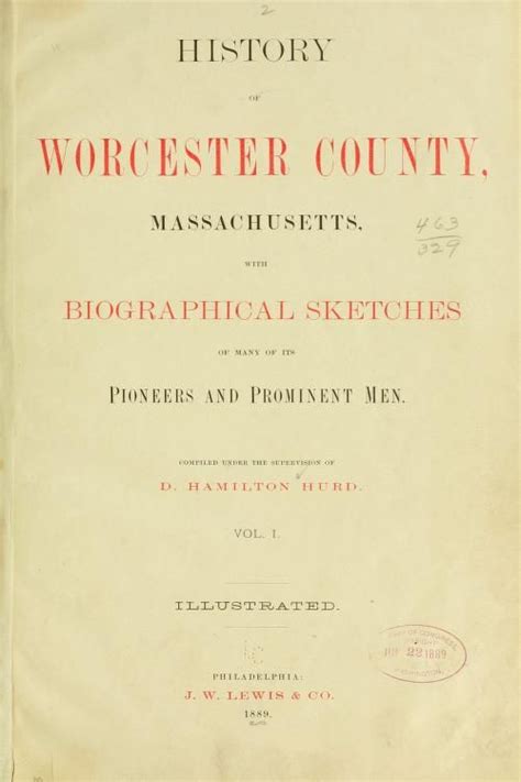 History Of Worcester County Massachusetts Hurd Duane Hamilton [from Old Catalog] Ed Free