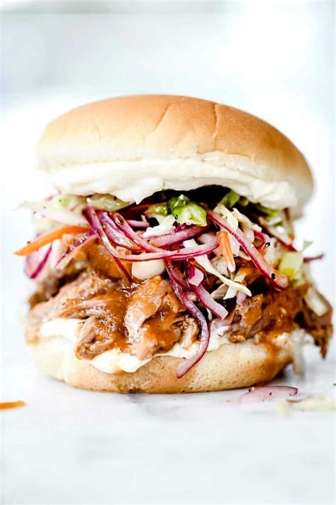 Pulled Pork Sandwiches with Crunchy Slaw - foodiecrush .com