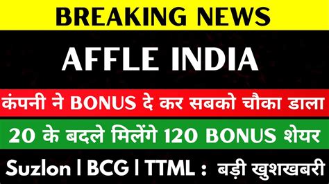 20 क बदल मलग 120 Bonus शयर affle india share latest news