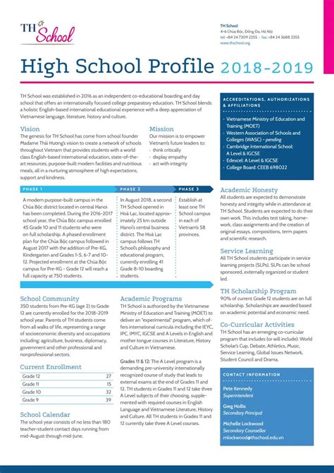 Th School High School Profile 2018 2019 By Th School Issuu