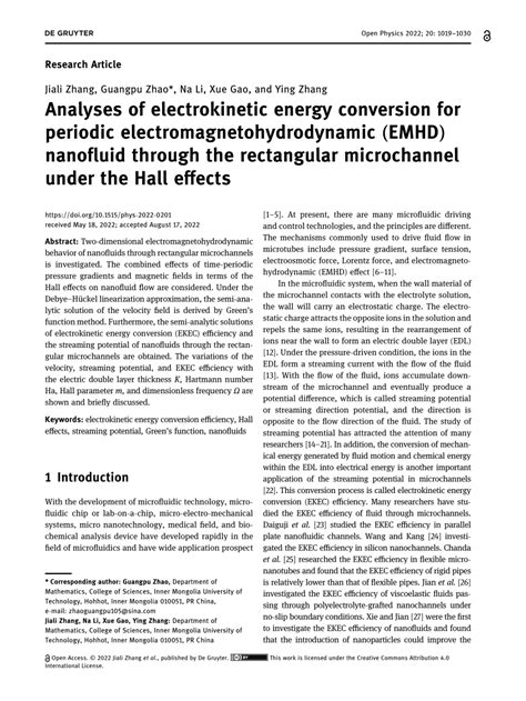 Pdf Analyses Of Electrokinetic Energy Conversion For Periodic