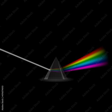 Colorful Light Rays Rainbow Spectrum Dispersion In Prism Optical Effect In Triangle