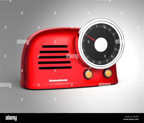 Metallic Red Retro Style Radio Isolated On Gray Background 3d