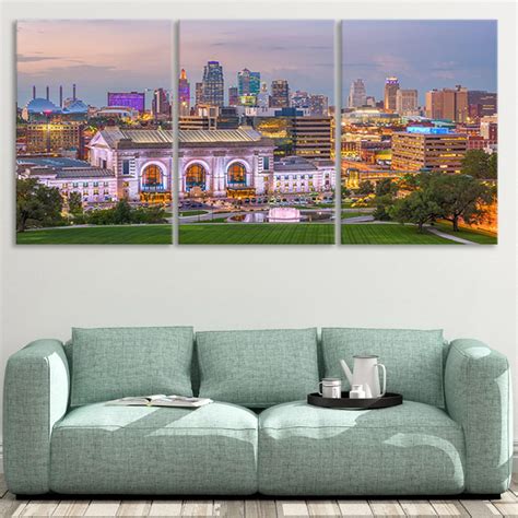 Skyline of Kansas City Canvas Wall Art Set l by Stunning Canvas Prints