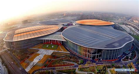 Aerial View Of National Exhibition And Convention Center In Shanghai