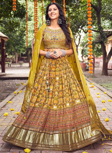 Buy Online Embroidered Multi Colour Silk Trendy Lehenga Choli 244802